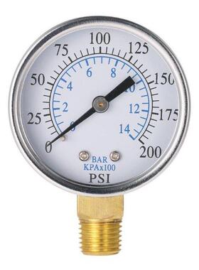 0-14 Bar Air Oil Water Pressure Gauge 1/4 NPT 0-200PSI Mano