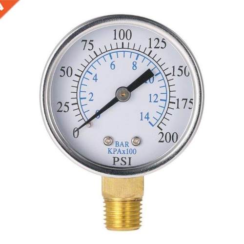 0-14 Bar Air Oil Water Pressure Gauge 1/4 NPT 0-200PSI Mano