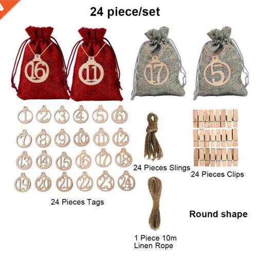 24 Pieces Christmas Calendar Bags DIY Candy Snacks Gift Stor