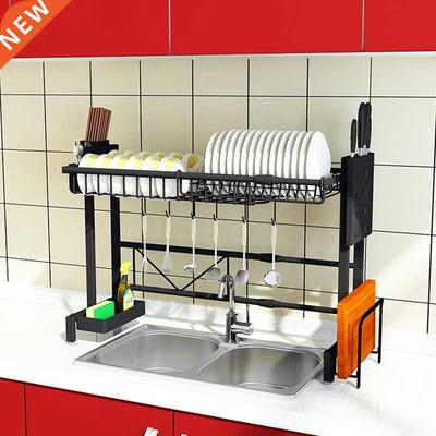 1/2Tier Multi-use Stainless Steel Dishes Rack Dual Sink Drai