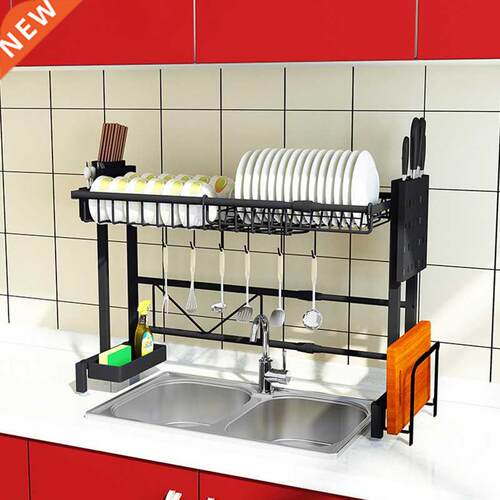 1/2Tier Multi-use Stainless Steel Dishes Rack Dual Sink Drai