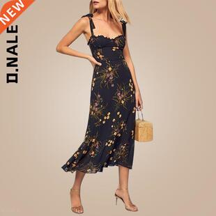 D.Nale K 2022 Elegant Vintage Floral Dress Sweetheart Ne S