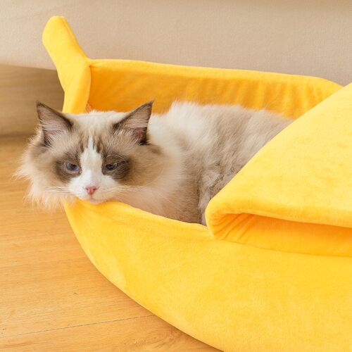Funny Banana Cat Bed House Cute Cozy Cat Mat Beds Warm Durab