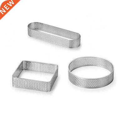 3 Pcs Tart Rings Kitchen Perforated Stainless Steel Baking T