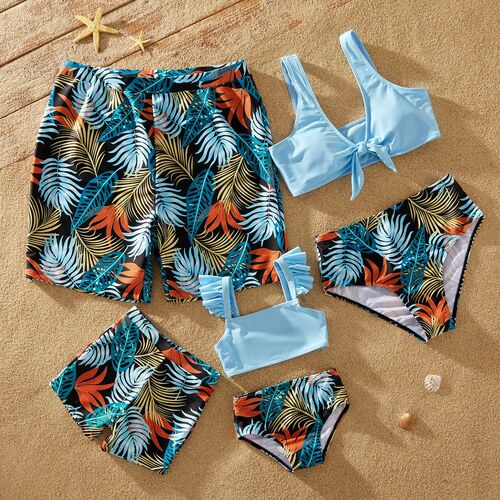 PatPat 2021 Summer Family Look Swimwear Solid Top and Floral