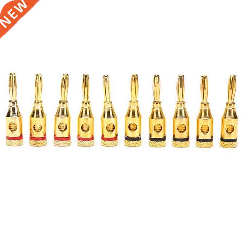 10Pcs 4mm 24k Gold-Plated Musical Cable Wire Banana Plug Aud