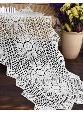 Modern lace white table runner flag cloth cover cotton croch