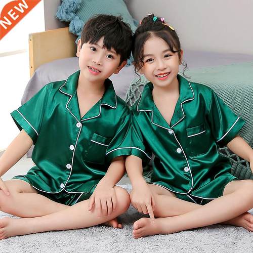 Girls Pajamas Set Summer Short Sleeve Children	s Slee