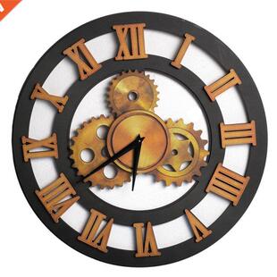 38Cm Nordic Roman Numeral Wall Clock Vintage Wood Roman Deco
