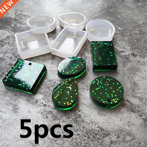 5pcs Round Sque Oval Waterdrop Rectangle Shape Hole Silico