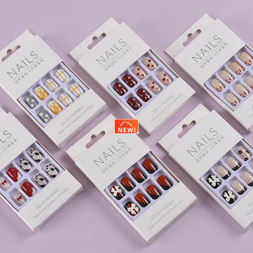 24pcs Square Nails Finger Nails Set Press On Acrylic Nail