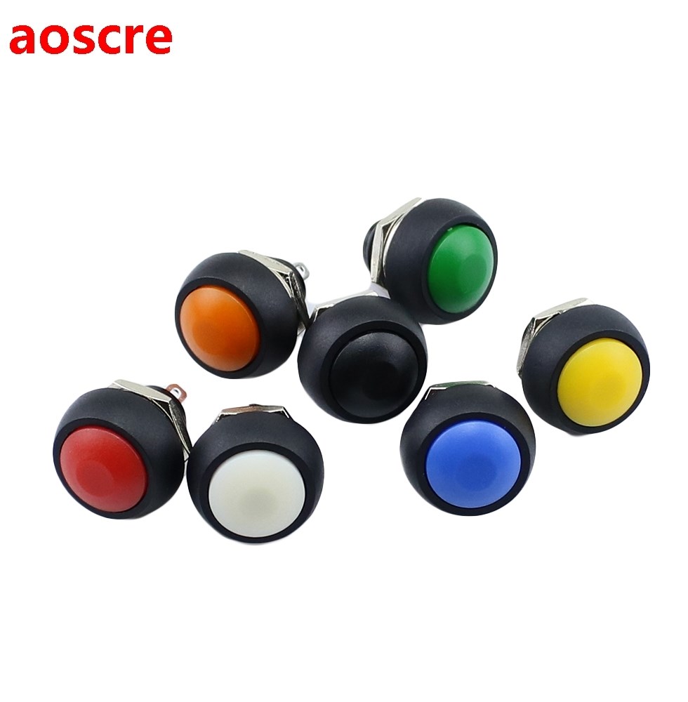 1Pcs 2Pin Mini Switch 12mm 1A waterproof switch pbs33b 12v m