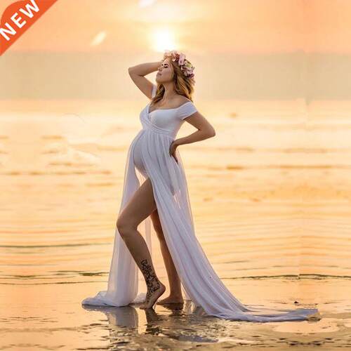 Sweet art Chiffon Maternity Bodysuits Dresses Summer Pregn