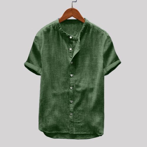Vintage Cotton Linen Shirt Men's Summer Shirt Pure Hemp Shor