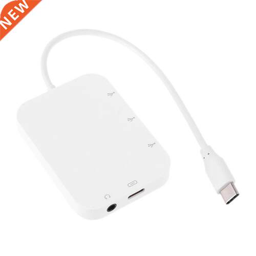 Type C to 3x USB 2.0 Hub Adapter USB C PD Charging 3.5mm aud