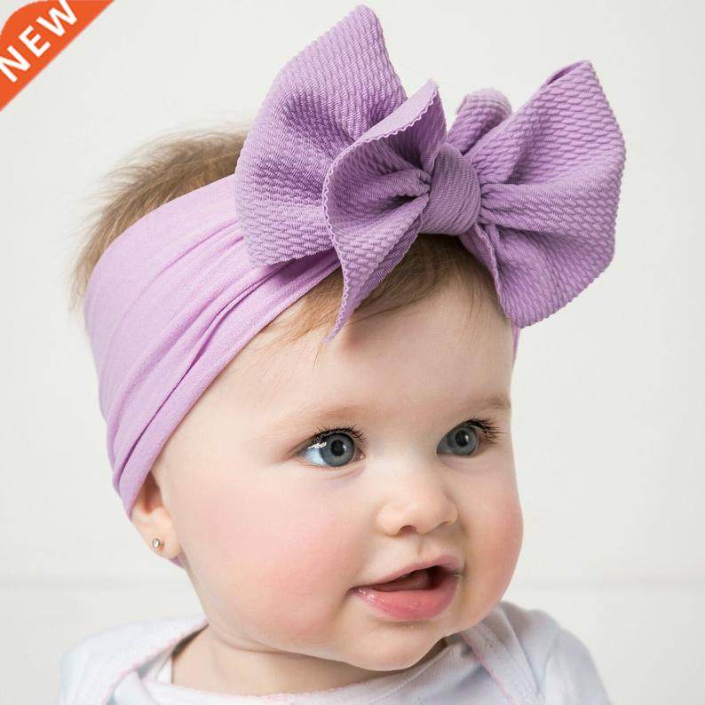 solid big bow topknot headband for baby girls elaic nylon