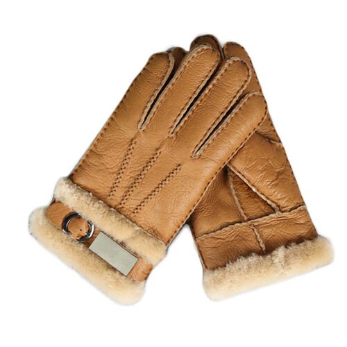 PU Leather Fur Sheepskin Gloves For Men Winter Autumn Warm