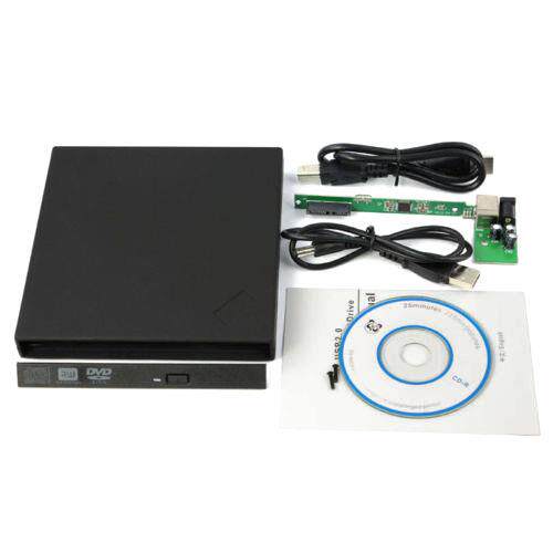 USB2.0 Slim Case Enclosure 9.5mm SATA Tray CD DVD Drive Burn