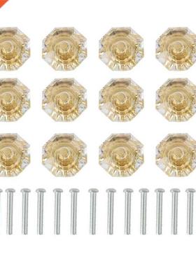 12PCS Clear Acrylic Diamond Shape Knob Cupboard Drawer Pull