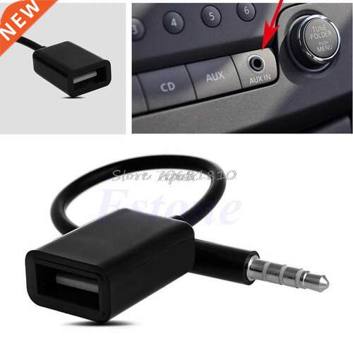 3.5mm Male AUX Plug Jack To USB 2.0 Female Cable Cord Car MP
