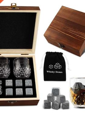 Whiskey Glass Set with 6 Pcs Whiskey Bourbon Chilling Stones