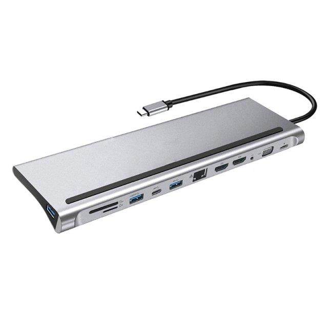 USB C HUB To HDMI 12 In1 VGA RJ45 Gigabit Ethernet Power Ada