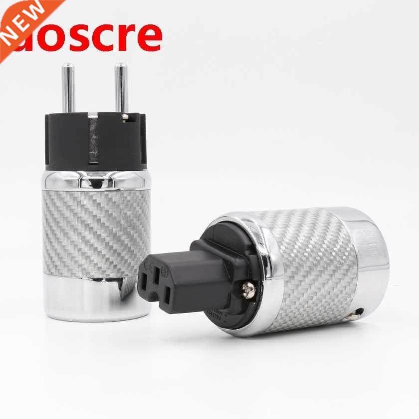 Acrolink style Rhodium plated Carbon EU Schuko Plug FI-E50F