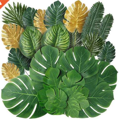 72 Pieces 8 Kinds Artificial Tropical Palm Leaves Tropical L