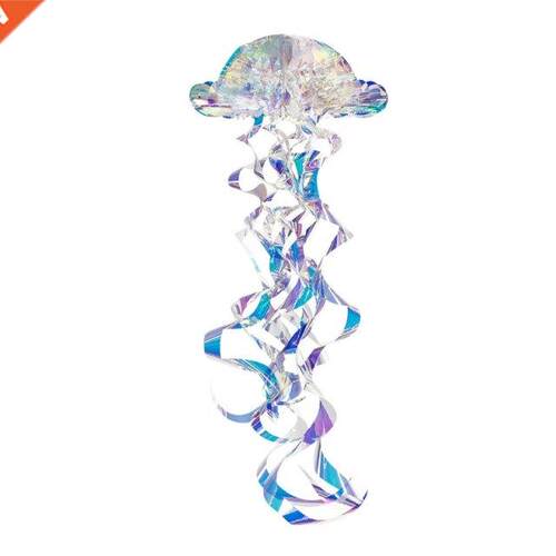 Glitter Iridescent Hanging Honeycomb Jellyfish Ornament