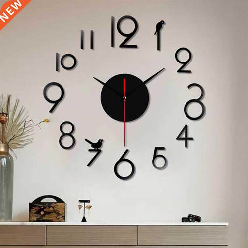 Frameless Diy Wall Mute Clock 3d Mirror Sticker Home Decor W