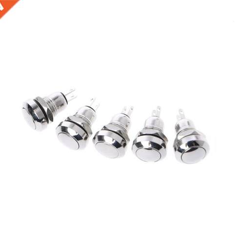5 Pcs 8mm Metal Momentary 1NO 2 Pin Push Button Switch