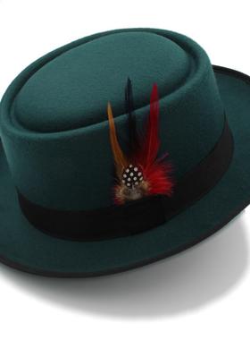 Fashion Women Men Pork Pie Hat Dad Wool Flat Fedora Hat Lady