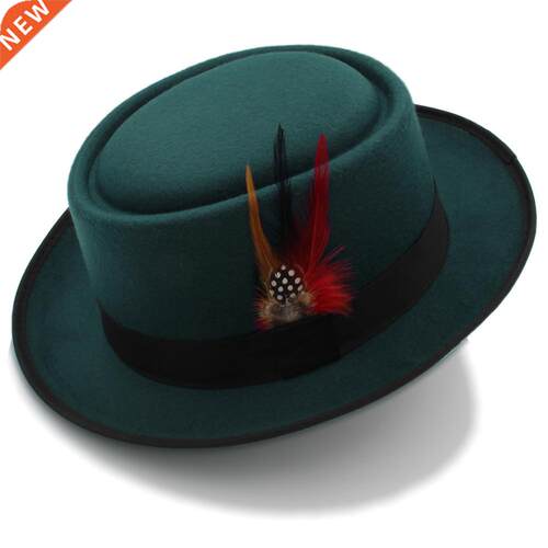 Fashion Women Men Pork Pie Hat Dad Wool Flat Fedora Hat Lady