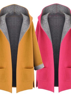 Women Autumn Winter Jacket Fashion Hooded Pocket Long Sleeve