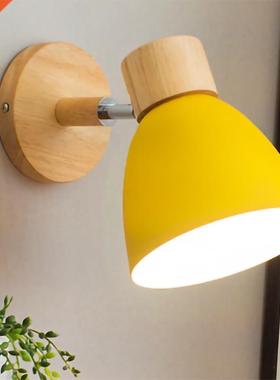 Nordic E27 LED wall lamp wood modern sconces light indoor li