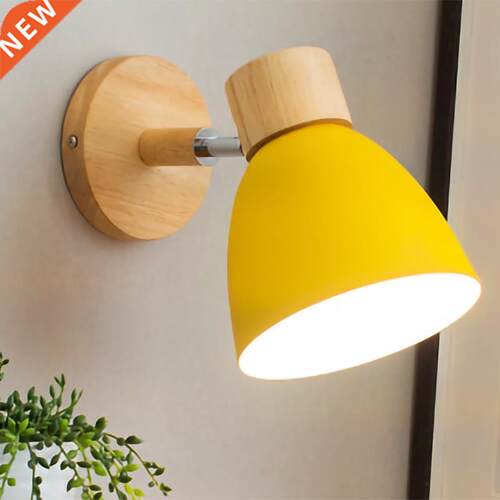 Nordic E27 LED wall lamp wood modern sconces light indoor li