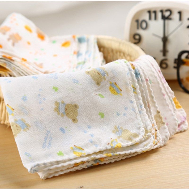 10PCS Baby Feeding Towel Teddy Bear Bunny Dot Chart Printed