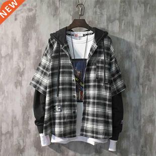 2022 New Fashion Autumn Hooded Collar Plaid itching Sweats