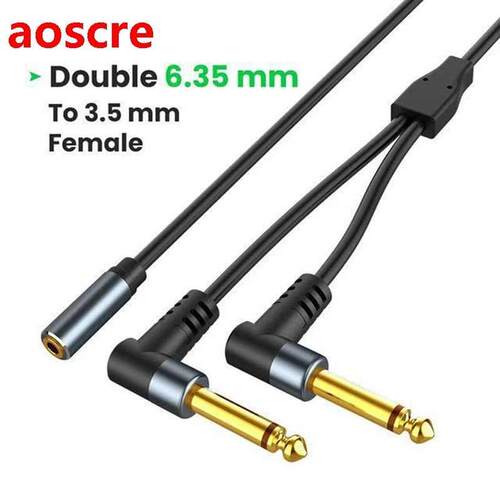 Dual 6.5Mm To .5Mm Adapter Audio Cable 6.5Mm .5 Jack Spli