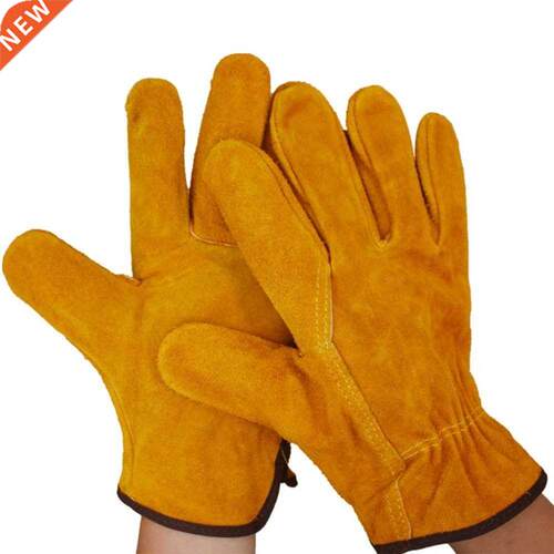 A Pair/Set Fireproof Durable Yellow Cow Leather Welder Glove
