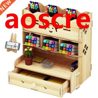 School Supply orage DIY Wooden Desk Organizer with Drawer,