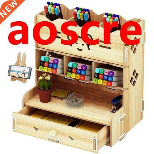 School Supply orage DIY Wooden Desk Organizer with Drawer,