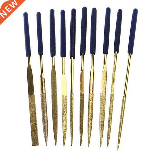 10Pcs Titanium Coating Needle Flat File Set Working Craft To