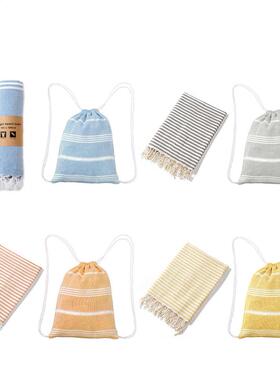 100x180cm Turkish Tassel Bath Towel Terry Cloth Striped Adul