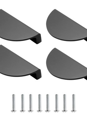 4PCS Black Drawer Pulls Semi Circular Cabinet Handles with S