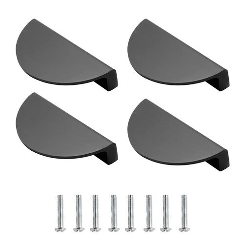 4PCS Black Drawer Pulls Semi Circular Cabinet Handles with S