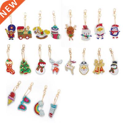 4pcs 5D DIY Christmas Diamond Painting Keychain Special Shap
