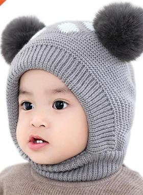 Baby Hat Baby Winter Velvet Ball Ear Cap Kids	 Autumn Dot