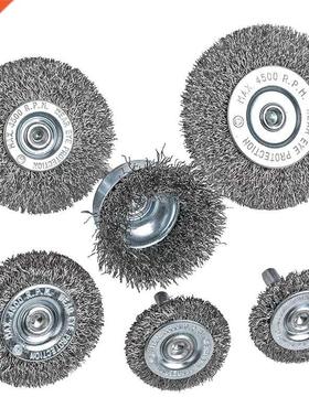 6Piece Wire Wheel Cup Brush Set 0.0118In Coarse Crimped Stee