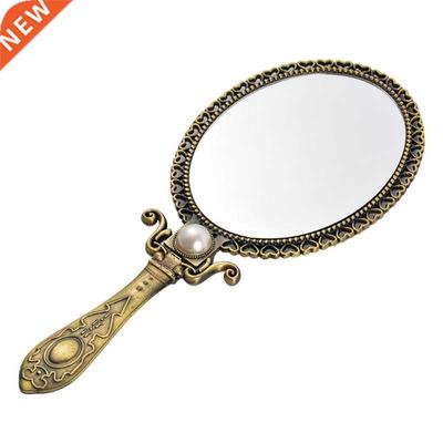 Vintage Mirror Metal Handheld Makeup Mirror Travel Round Vin